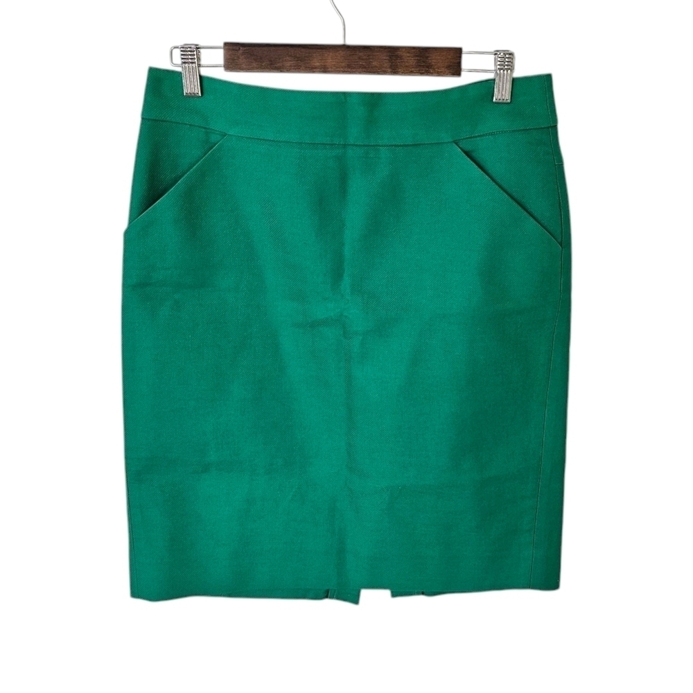 J. Crew Green Pencil Skirt Work Style Sz 6